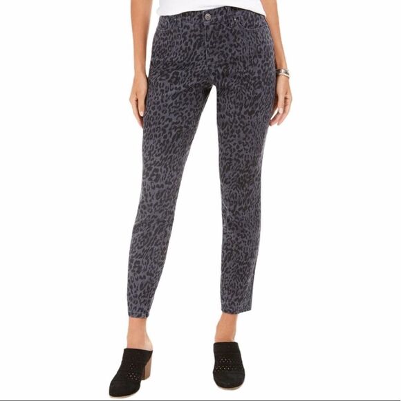 Style & Co Wild Puma Skinny‎ Curvy Jeans Animal Print Colored Denim Black Gray 4 - Picture 1 of 13